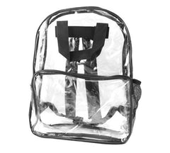 Full-size clear backpack with Black trim and accents