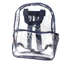 Full-size clear backpack with Navy trim and accents