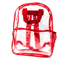 Full-size clear backpack with Red trim and accents