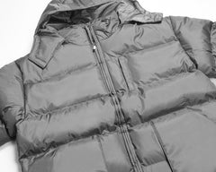 Adult size winter coat - Close up of zipper, hood, and pocket